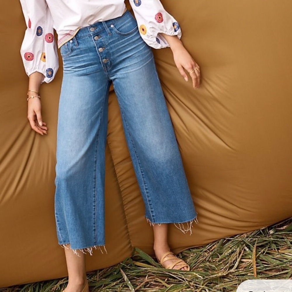 Madewell Wide Leg Crop Jeans with Raw Hem